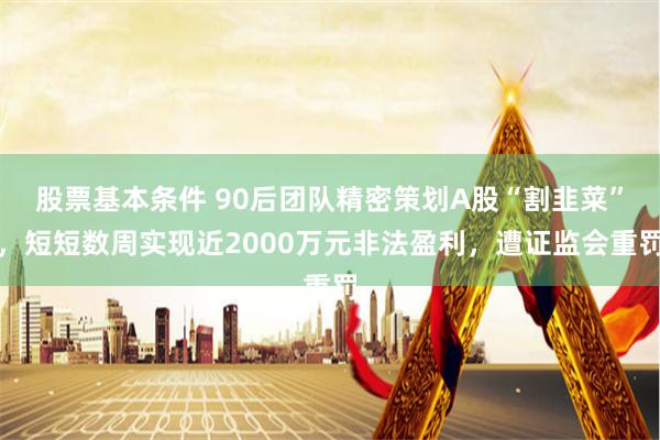 股票基本条件 90后团队精密策划A股“割韭菜”，短短数周实现近2000万元非法盈利，遭证监会重罚