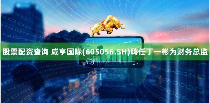 股票配资查询 咸亨国际(605056.SH)聘任丁一彬为财务总监